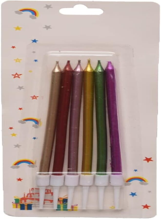 Birthday candle for cake decoration set of 6 pieces - multi color