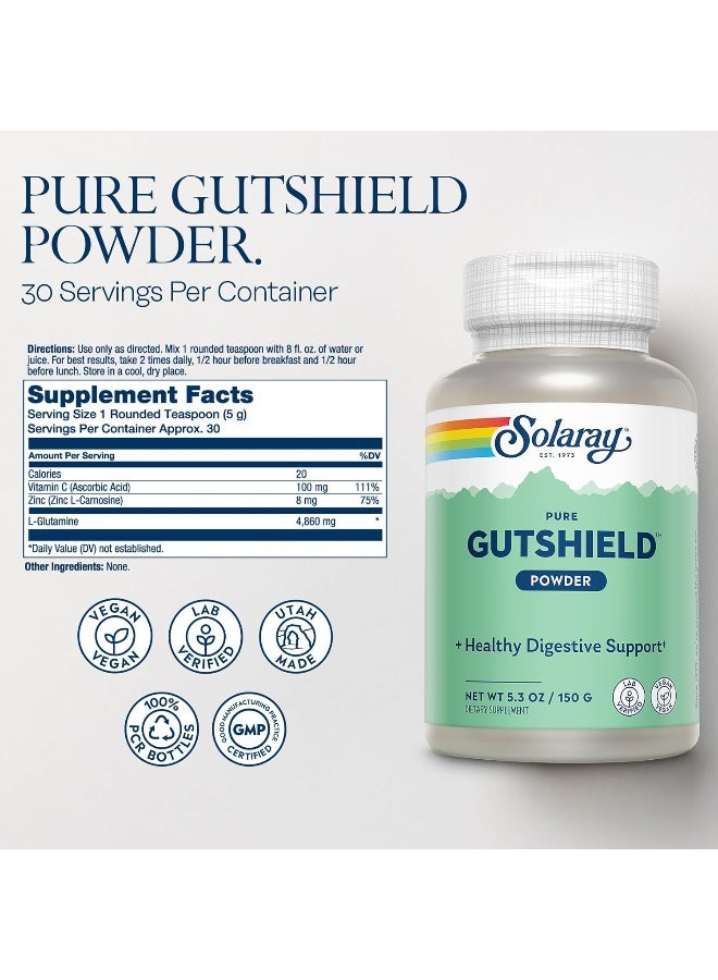 Solaray Pure Gutshield Powder | Digestive Gut Health Support For Adults | L-Glutamine, Vitamin C, Zinc | 150G, 30 Serv.  - Image 2
