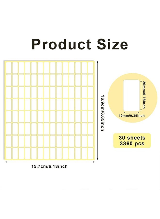 Labels Stickers, 3360 PCS Matte White Sticky Labels Stickers, Can Labels Stickers for Writing, Small Sticky Labels, Label Stickers for File Folders, Envelopes, for Laser and Inkjet Printers, 20 X 10 mm