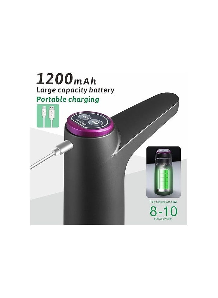 ELTRAZONE Rechargeable Electric Water Bottle Pump – USB Charging Portable Drinking Water Dispenser with One-Touch Button – Fits Universal Gallon Bottles – Ideal for Home, Kitchen, Office, Outdoor & Travel Use – Easy to Use & Spill-Free (Black) - Image 3