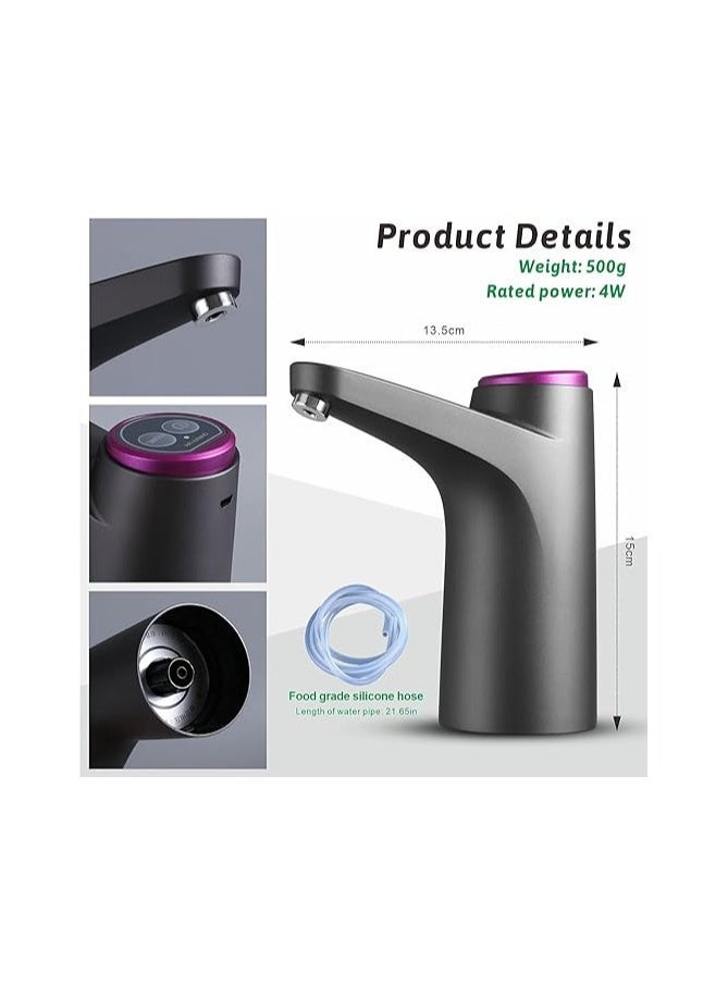 ELTRAZONE Rechargeable Electric Water Bottle Pump – USB Charging Portable Drinking Water Dispenser with One-Touch Button – Fits Universal Gallon Bottles – Ideal for Home, Kitchen, Office, Outdoor & Travel Use – Easy to Use & Spill-Free (Black) - Image 4