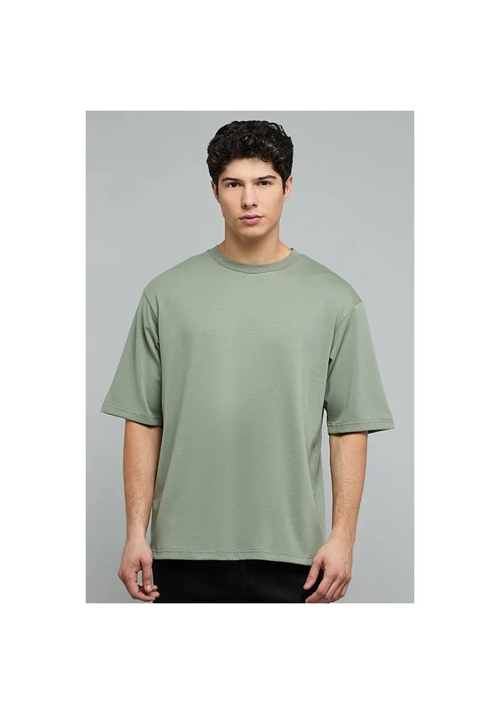 أر أند بي Solid T-Shirt with Crew Neck and Short Sleeves