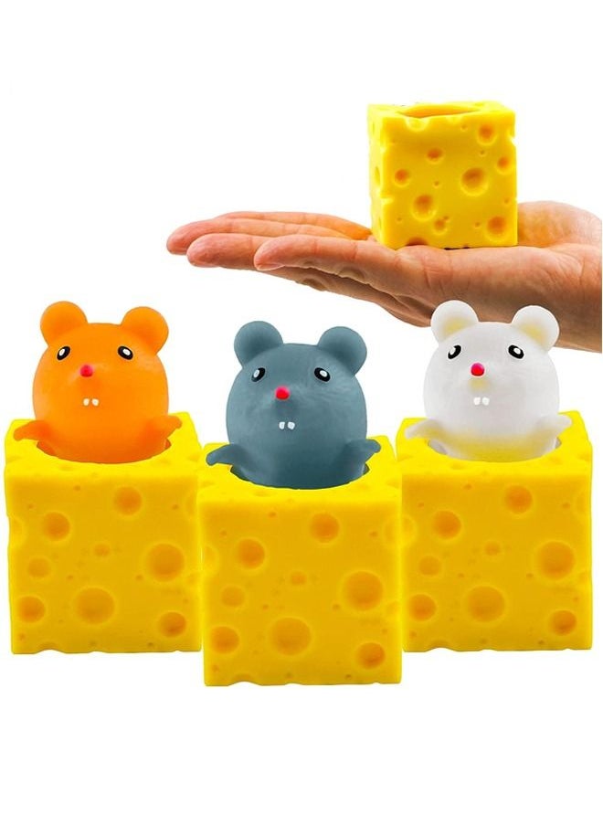 3Pcs Squeeze pops Mouse in Cheese, Squeeze Fidget Toy, Mouse Pop Up Fidget Toy, Stress Relief Toy, Sensory Toy for Kids Adult  - Image 1
