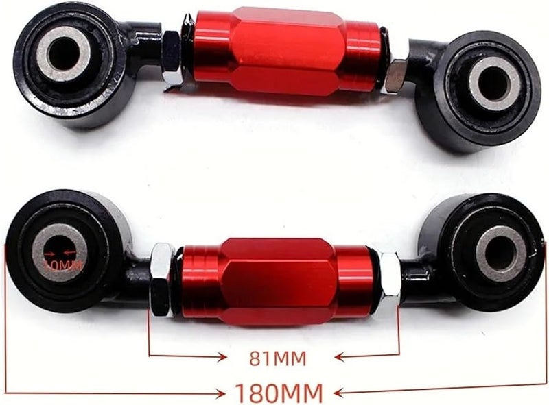 Honda Civic EK EG Adjustable Rear Control Arm Camber Kit Black Red - Image 3