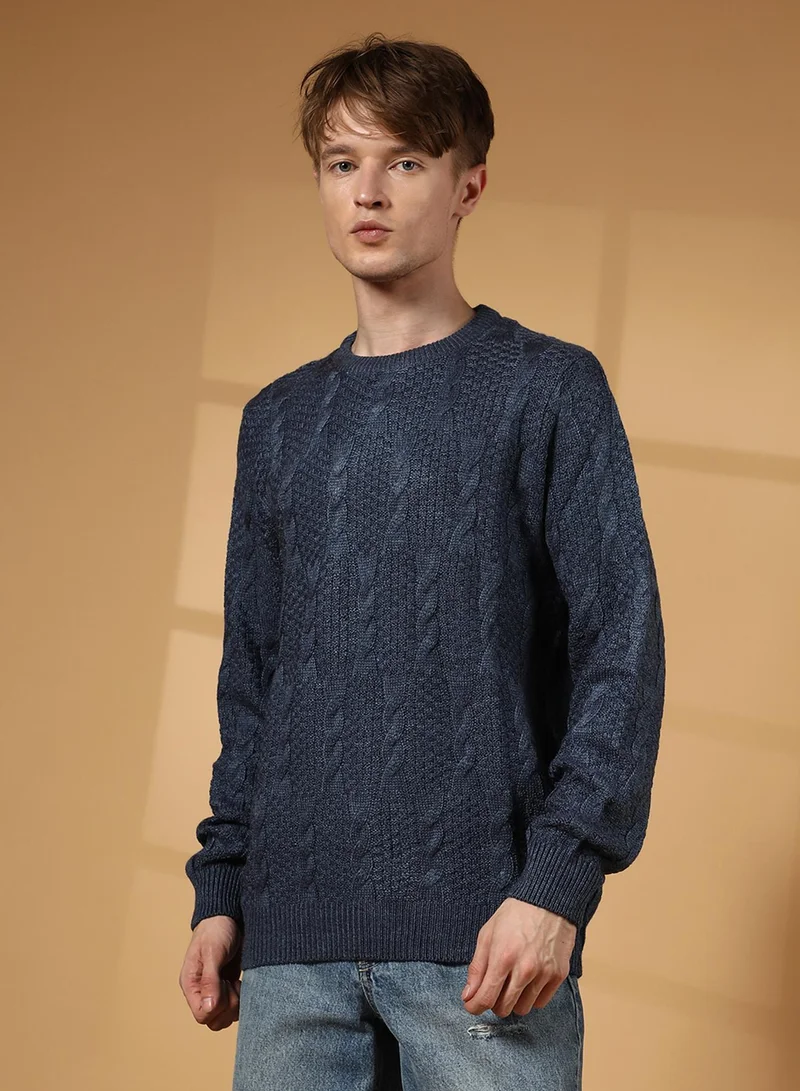 كامبوس سوترا كنزة رجالية كحلية بياقة ملتفة