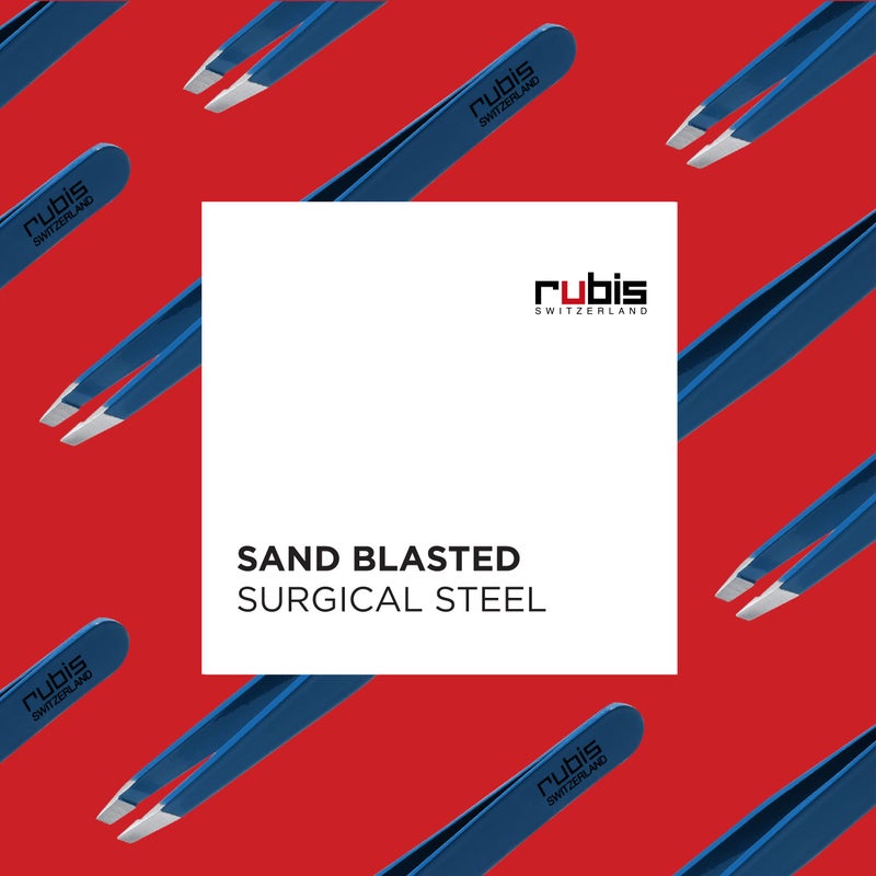 Rubis Classic Stainless Steel Slanted Tweezers for Precise Eyebrows and Hair Removal, 1K109, Made in Switzerland, Blue - Image 3