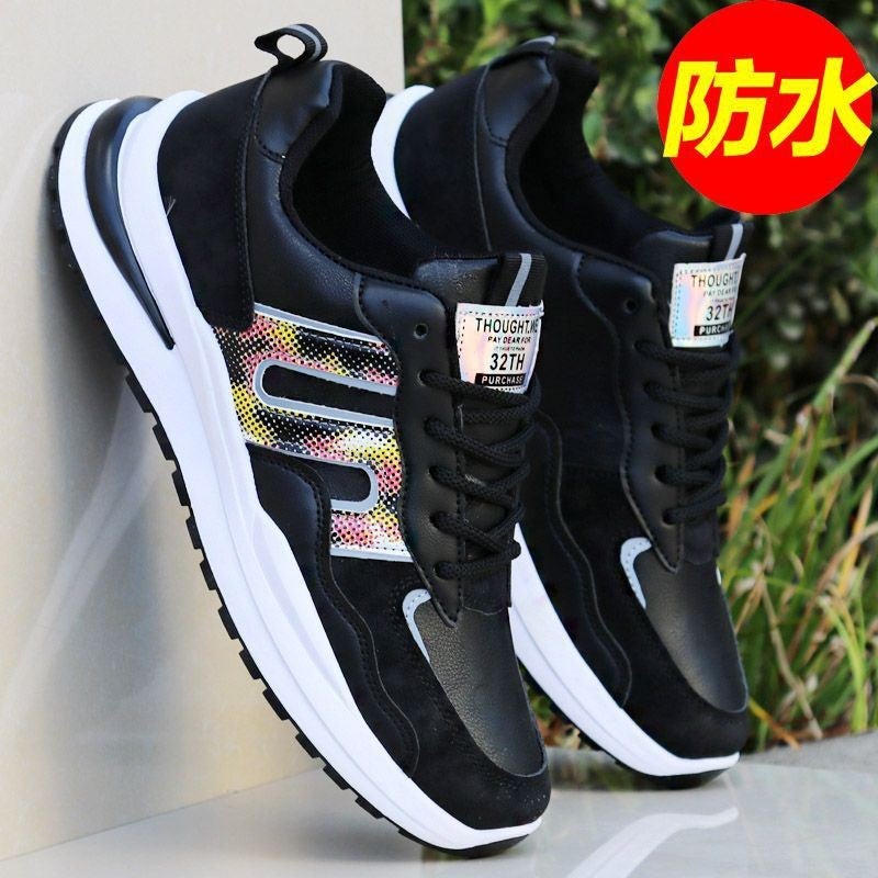 Leather Waterproof Men'S Shoes Soft Bottom Wear-Resistant Non-Slip Sneaker Men'S Casual Travel Shoes Running Shoes - Image 1