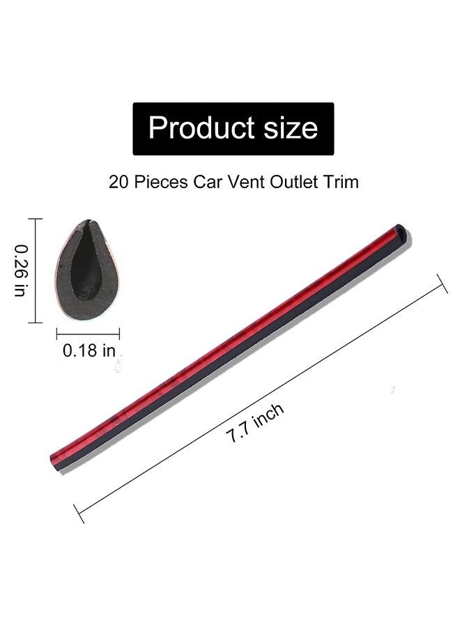 20 Pcs Car Air Conditioner Air Outlet Decorative Strips, Bendable DIY U Shape Moulding Trim Strips, Switch Rim Trim Outlet Decor Strip for Most Air Outlets Car (Silver+Red) - Image 2