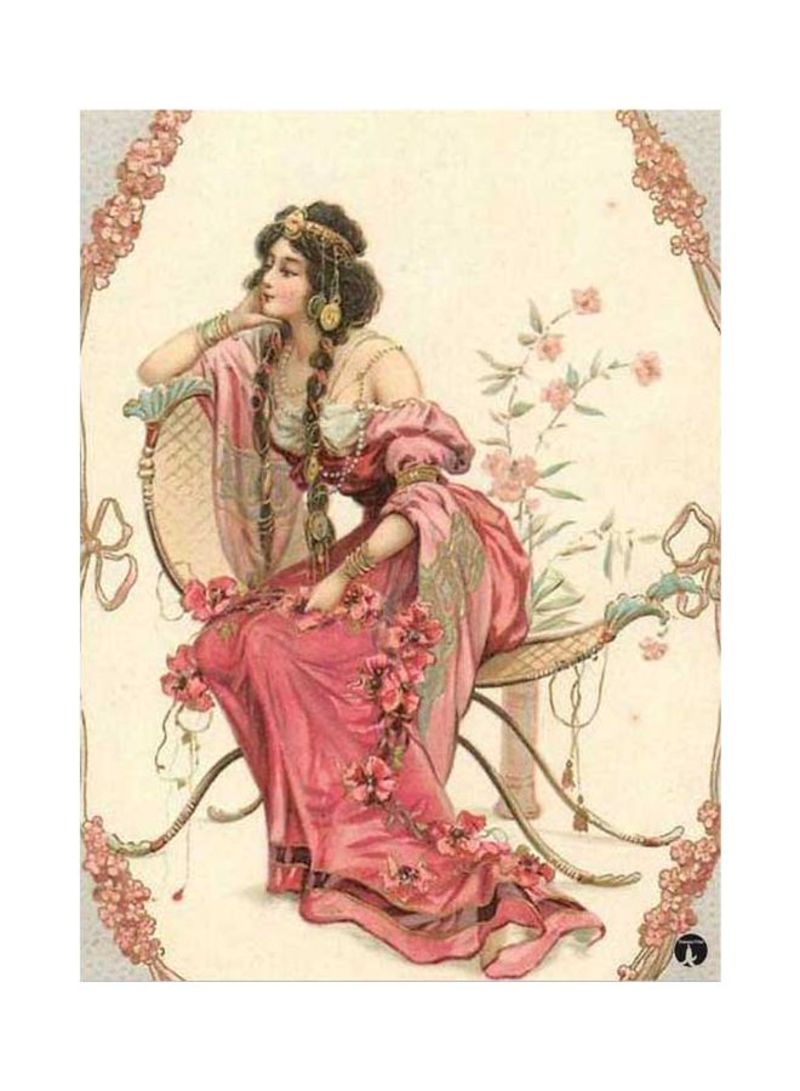 RKN Vintage Art Printed Mousepad Pink/Green/Beige