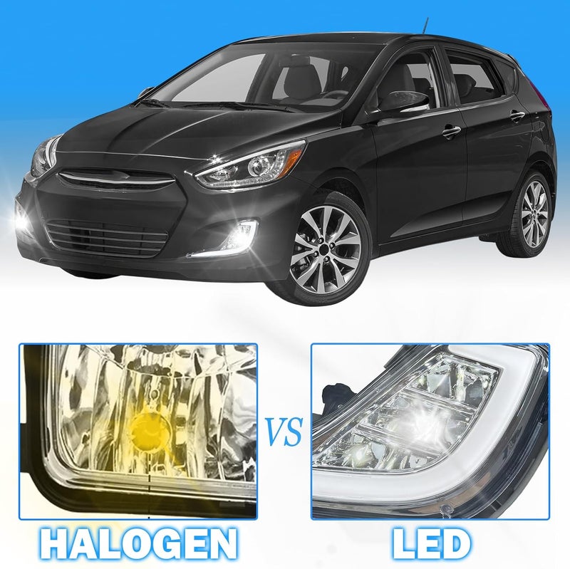 BOXLIGHT مصابيح الضباب مناسبة لهيونداي أكسنت 2012-2017 مع مصابيح DRL وإشارة الانعطاف مجموعة كاملة مع مفتاح وكابل إصدار LED - Image 5
