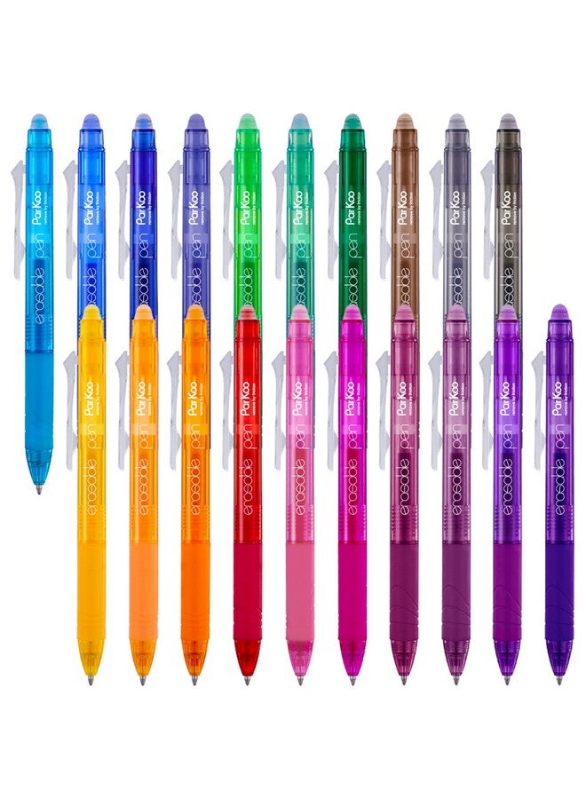ParKoo 20 Colors Retractable Erasable Gel Pens Clicker Fine Point 0.7 Mm Make Mistakes Disappear Erasable Pens For Drawing Writing Planners And Crossword Puzzles - Image 1