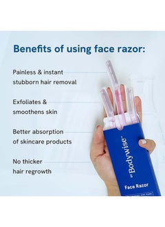 Be Bodywise Reusable Face Razor For Women - Pack Of 3 | Instant And Painless Hair Removal | Suitable For Eyebrow, Upper Lip, Chin | Stainless Steel Blade And Firm Grip | Purple  - Image 2