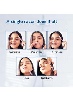 Be Bodywise Reusable Face Razor For Women - Pack Of 3 | Instant And Painless Hair Removal | Suitable For Eyebrow, Upper Lip, Chin | Stainless Steel Blade And Firm Grip | Purple  - Image 3