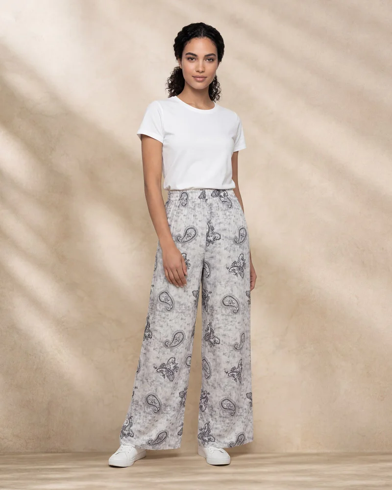Redtag Women Grey Printed Trousers