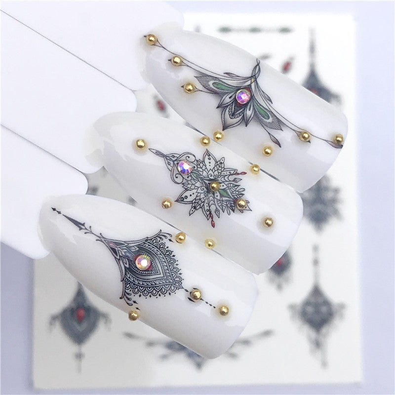 Yzw3077-3116 Wolf Butterfly Flesh Petals Body Painted Tattoo Decals Nail Stickers - Image 2