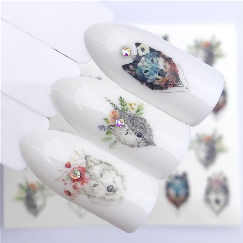Yzw3077-3116 Wolf Butterfly Flesh Petals Body Painted Tattoo Decals Nail Stickers - Image 3