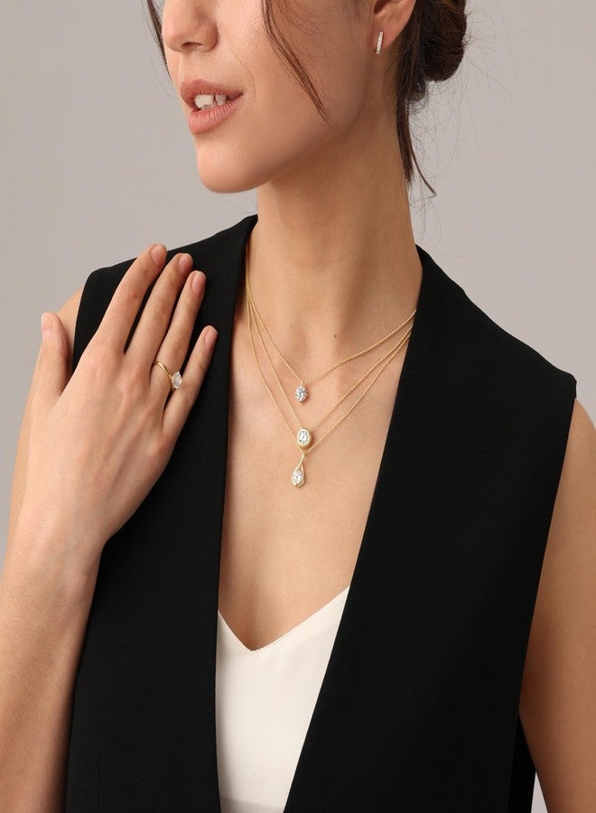 SAVEARTH DIAMONDS 18K Yellow Gold Plated Bezel-Set Solitaire Necklace, 6.5MM Moissanite Diamond Choker Pendant Necklace For Women Jewelry 18"+2" Inch Extender (0.90 ctw) - Image 5