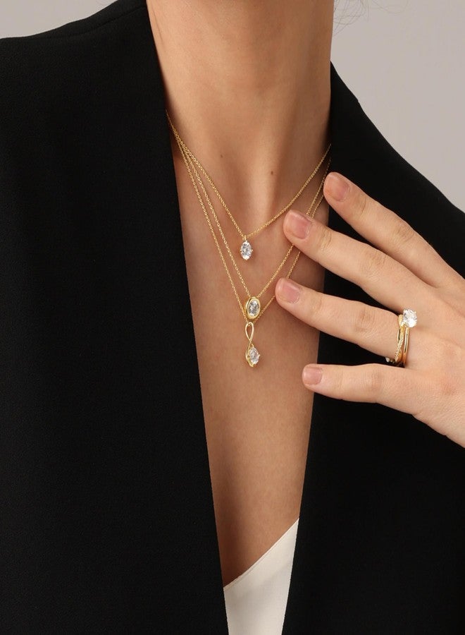 SAVEARTH DIAMONDS 18K Yellow Gold Plated Bezel-Set Solitaire Necklace, 6.5MM Moissanite Diamond Choker Pendant Necklace For Women Jewelry 18"+2" Inch Extender (0.90 ctw) - Image 4