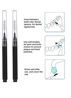 Patelai Patelai 100 Pieces Braces Brush for Cleaner Interdental Brush Toothpick Dental Tooth Flossing Head Oral Dental Hygiene Flosser Toothpick Cleaners Tooth Cleaning Tool (Black)  - Image 3