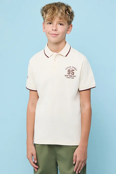 أر أند بي Printed Polo T-Shirt with Short Sleeves