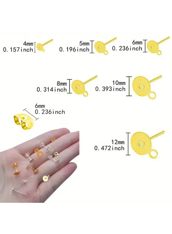 50 مجموعة من أعمدة الأذن المسطحة من الفولاذ مقاس 6 مم وألواح خلفية - مكونات صناعة مجوهرات متينة - Image 5