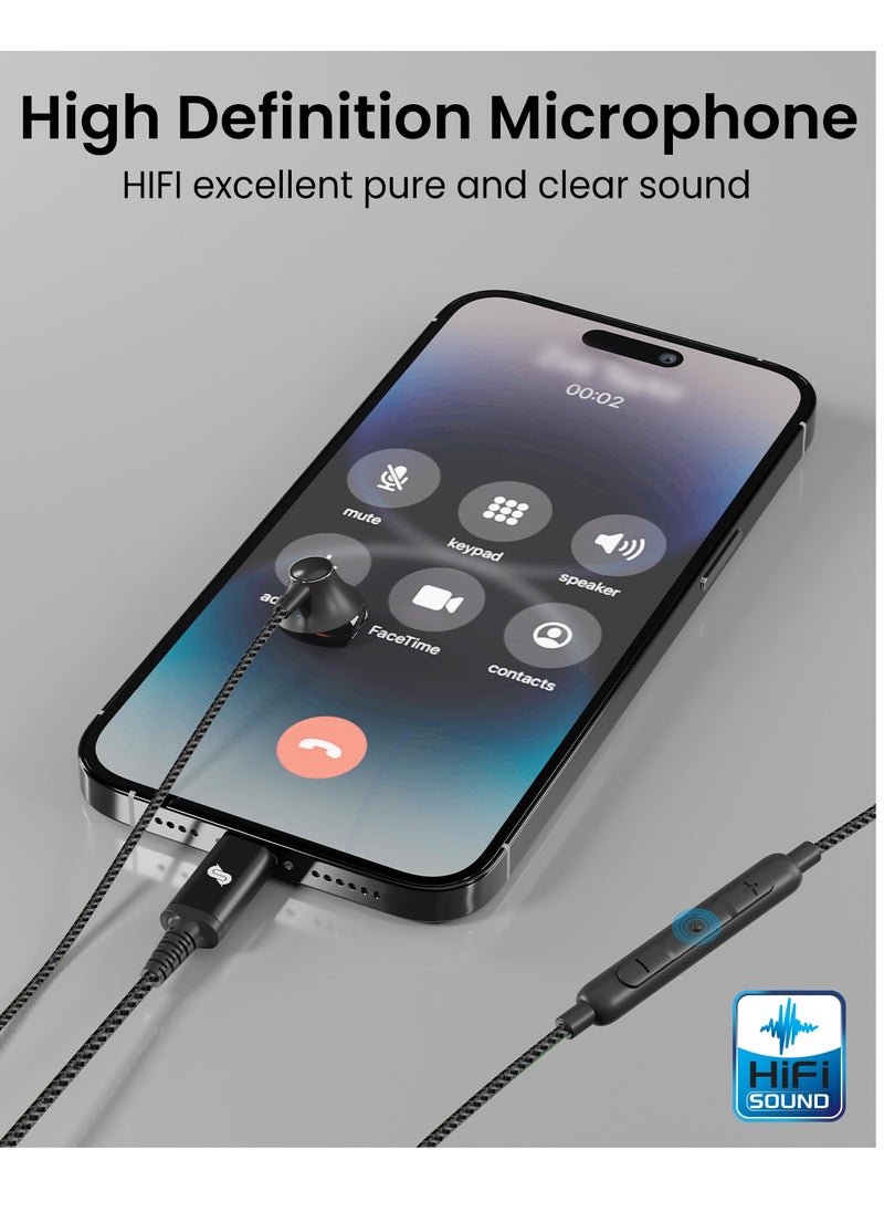 Remson - [Apple MFi Certified] Remson Wired Mono Stereo Earphone with Lightning Connector – Hi-Fi Sound, In-Line Remote, Compatible with iPhone 14, 13, 12, 11 Pro Max, XS Max – Black - Image 1