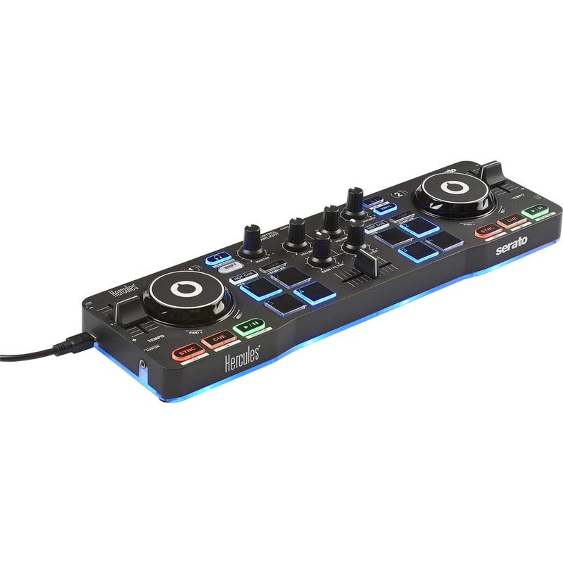 Hercules DJ DJControl Starlight | Pocket USB DJ Controller with Serato DJ Lite, Touch-Sensitive Jog Wheels, Built-in Sound Card and Built-in Light Show - Image 1