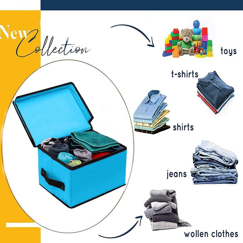 SH NASIMA MANUFACTURES SH NASIMA MANUFACTURER Non Woven Plain MultiFunctional Folding Storage Box Organizer Cover BagWardrobe For Toys Baby ClothPack Of 1 SkyBlue Medium - Image 3