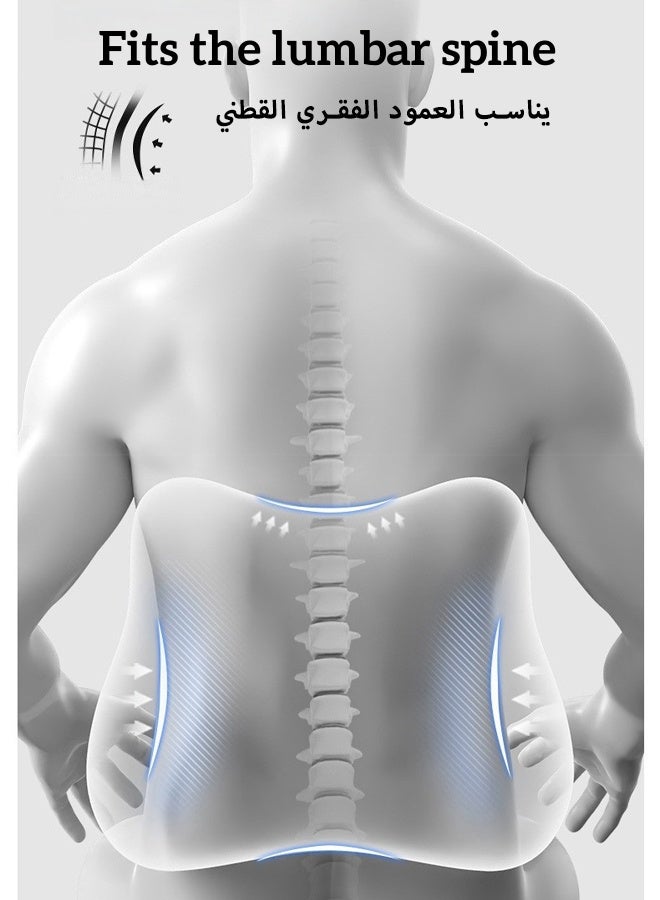 Lumbar Support Pillow for Office Chair Back Support Pillow for Car Computer Gaming Chair Recliner Memory Foam Back Cushion for Pain Relief Improve Posture Mesh Cover Double Adjustable Straps (Dark Grey) - Image 4