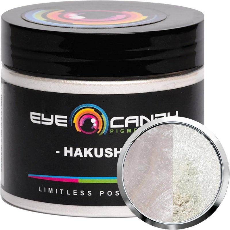 Eye Candy Pigments Premium White Mica Powder - Hakushika White (50gr) - for Epoxy, Resin, Soap, Paint, Woodworking, Acrylic Pouring, Bath Bombs, Fishing Lures - DIY Arts and Crafts Additive - Image 1