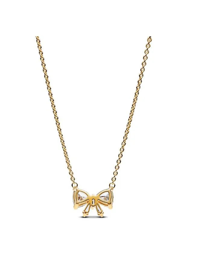 باندورا Bow 14k gold-plated collier with clear cubic zirconia