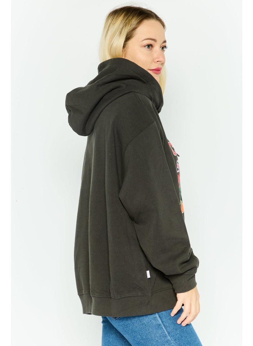 Misfit Women Hooded Graphic Printed Sweatshirt, Washed Black  - Image 4