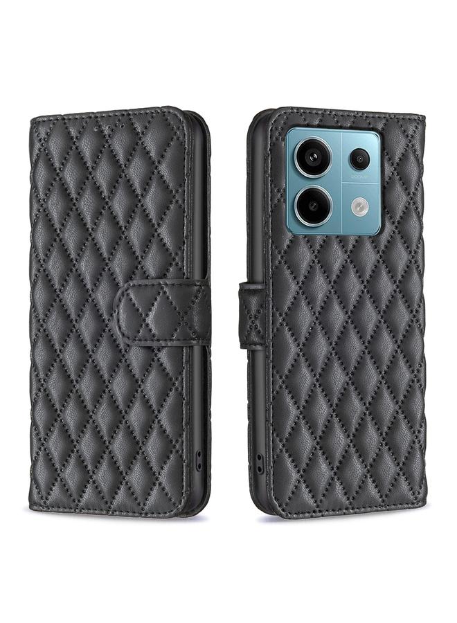 The Bros Case For Xiaomi Redmi Note 13 Pro 5G Diamond Lattice Wallet Leather Flip Phone Case