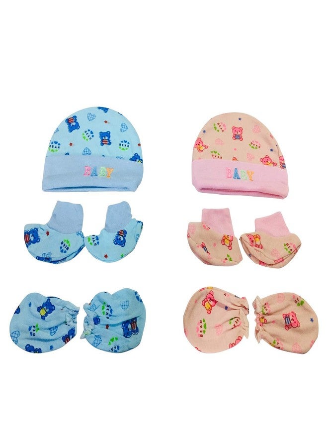 Ineffable Cotton Baby Mitten Cap and Booty Set Combo for New Born Baby Boy & Baby Girl (0-6 Momths) (Multicolor) (Pack of 2) - Image 4