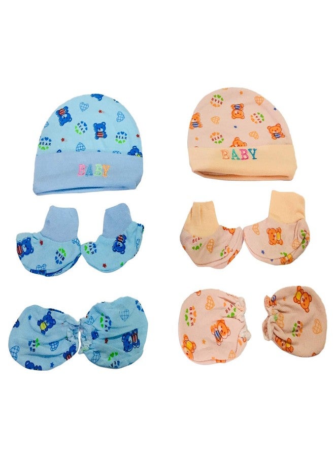 Ineffable Cotton Baby Mitten Cap and Booty Set Combo for New Born Baby Boy & Baby Girl (0-6 Momths) (Multicolor) (Pack of 2) - Image 3