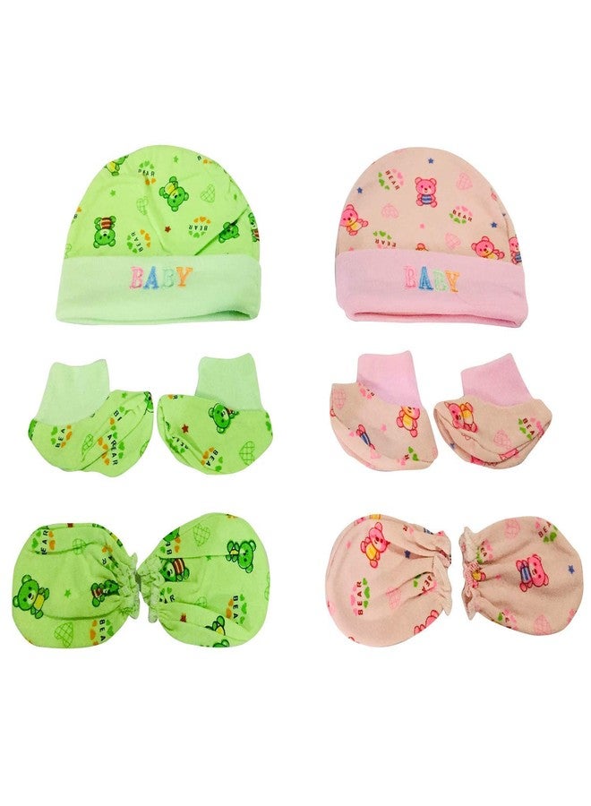 Ineffable Cotton Baby Mitten Cap and Booty Set Combo for New Born Baby Boy & Baby Girl (0-6 Momths) (Multicolor) (Pack of 2) - Image 5
