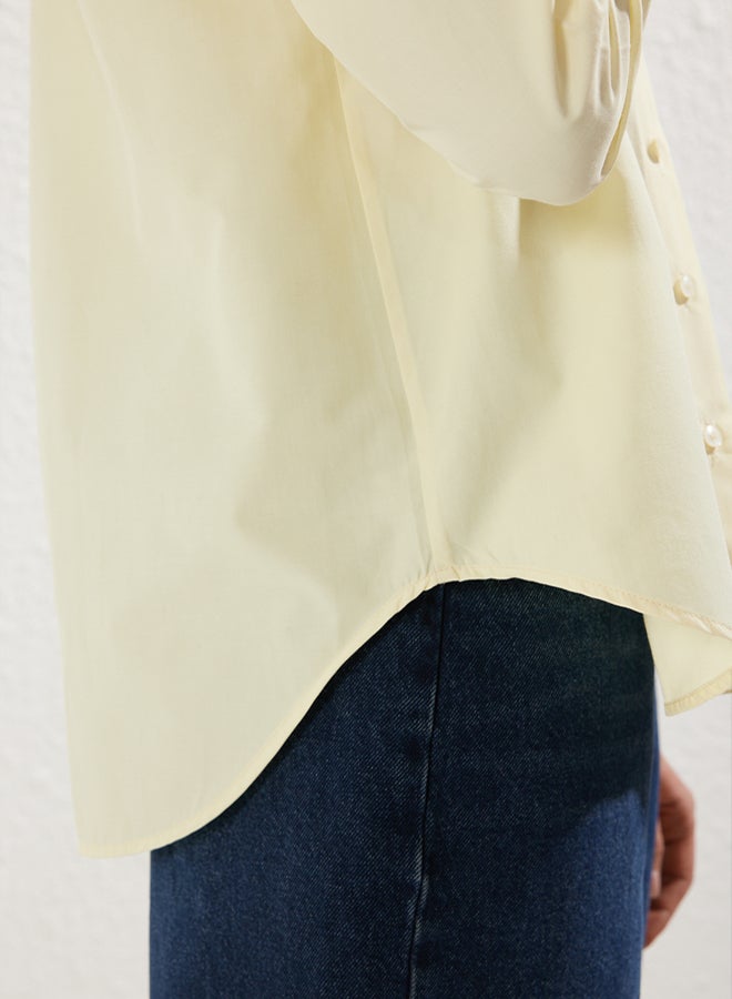 trendyol Yellow Loose Fit Cotton Woven Shirt - Image 4