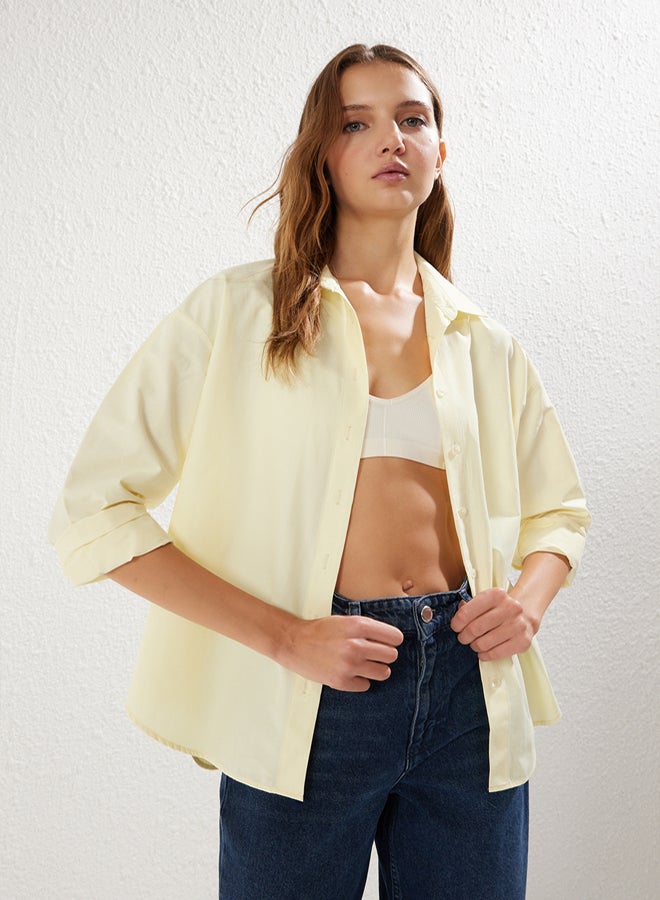 trendyol Yellow Loose Fit Cotton Woven Shirt - Image 1