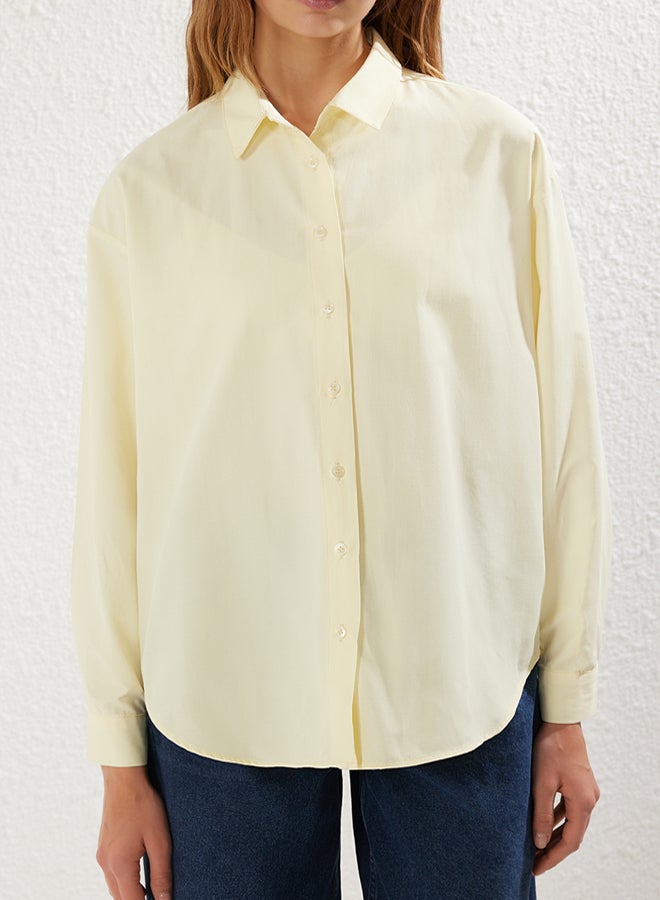 trendyol Yellow Loose Fit Cotton Woven Shirt - Image 3