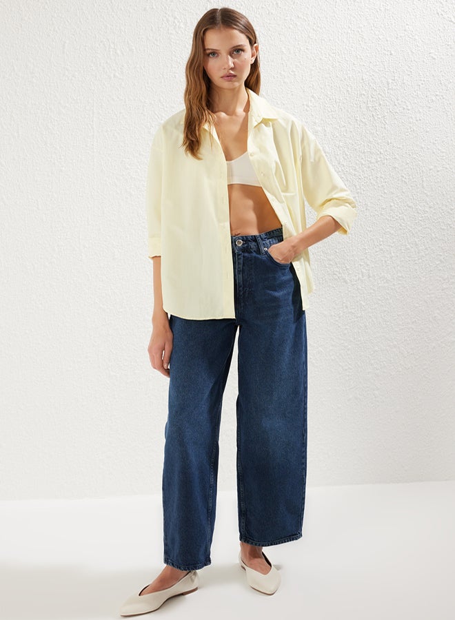 trendyol Yellow Loose Fit Cotton Woven Shirt - Image 2