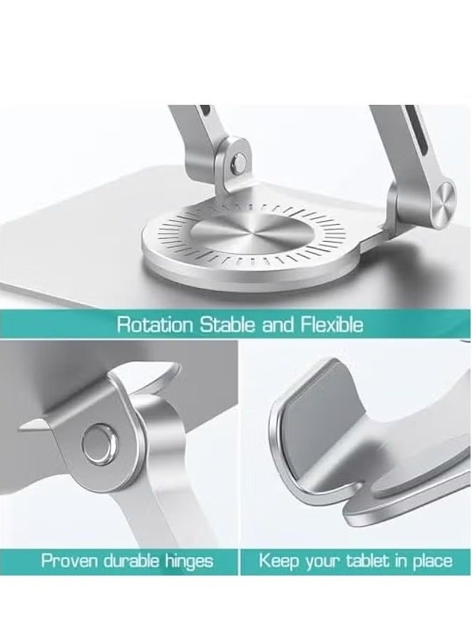 MIGOFAST iPad Stand Aluminum Foldable Tablet Stand with Adjustable Height and 360° Rotatable Base  Premium Metal Desk Tablet Riser Compatible with 5.8 to 12.9 Inches Tablets Including iPad Pro iPad Air Samsung Galaxy Tab and More  White Color for Stylish Workspace  - Image 3