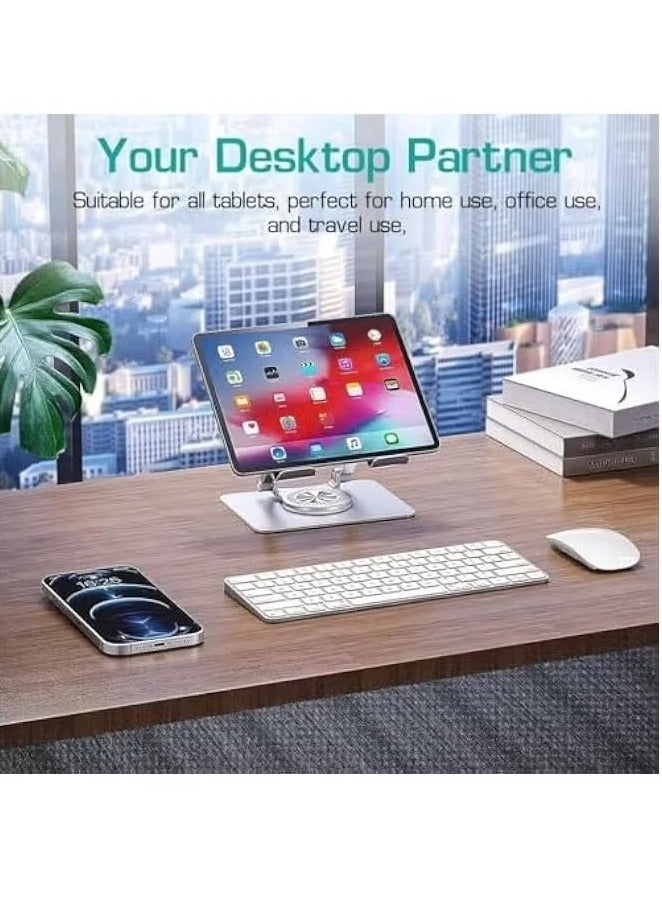 MIGOFAST iPad Stand Aluminum Foldable Tablet Stand with Adjustable Height and 360° Rotatable Base  Premium Metal Desk Tablet Riser Compatible with 5.8 to 12.9 Inches Tablets Including iPad Pro iPad Air Samsung Galaxy Tab and More  White Color for Stylish Workspace  - Image 5