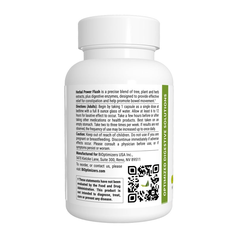 BiOptimizers Herbal Power Flush - Extra Strength Digestive Cleanse - Eliminate Toxins Improve Bowel Digestion - Bloating Discomfort Relief for Adults - 90 Capsules - Image 2