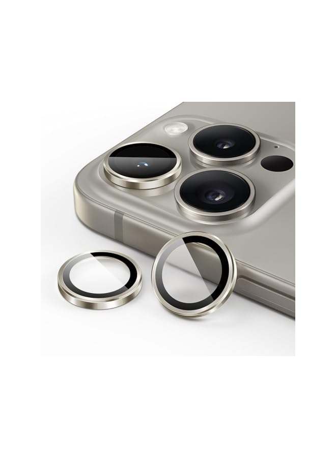 JETech Camera Lens Protector for iPhone 15 Pro 6.1-Inch and iPhone 15 Pro Max 6.7-Inch, 9H Tempered Glass Metal Individual Ring Cover, HD Clear, 1 Set (Natural Titanium) - Image 1
