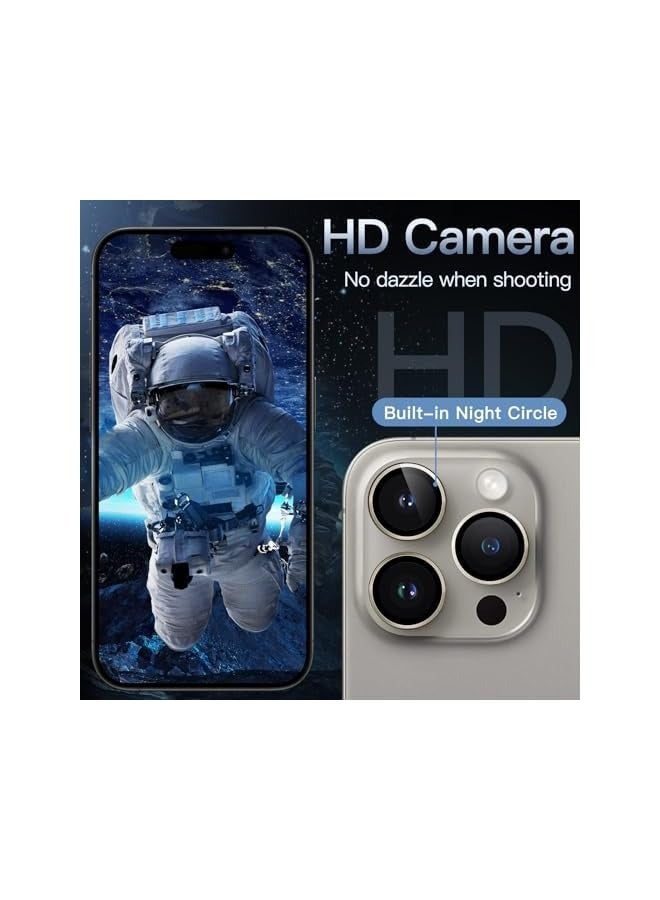 JETech Camera Lens Protector for iPhone 15 Pro 6.1-Inch and iPhone 15 Pro Max 6.7-Inch, 9H Tempered Glass Metal Individual Ring Cover, HD Clear, 1 Set (Natural Titanium) - Image 5