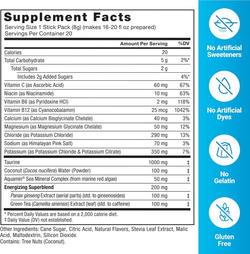 FORCE FACTOR Liquid Labs Energy Drink Electrolytes Powder Hydration Packets to Boost Energy  Focus 5 Essential Electrolytes Vitamins Minerals  Antioxidants Fruit Punch Flavor 20 Stick Packs - Image 5