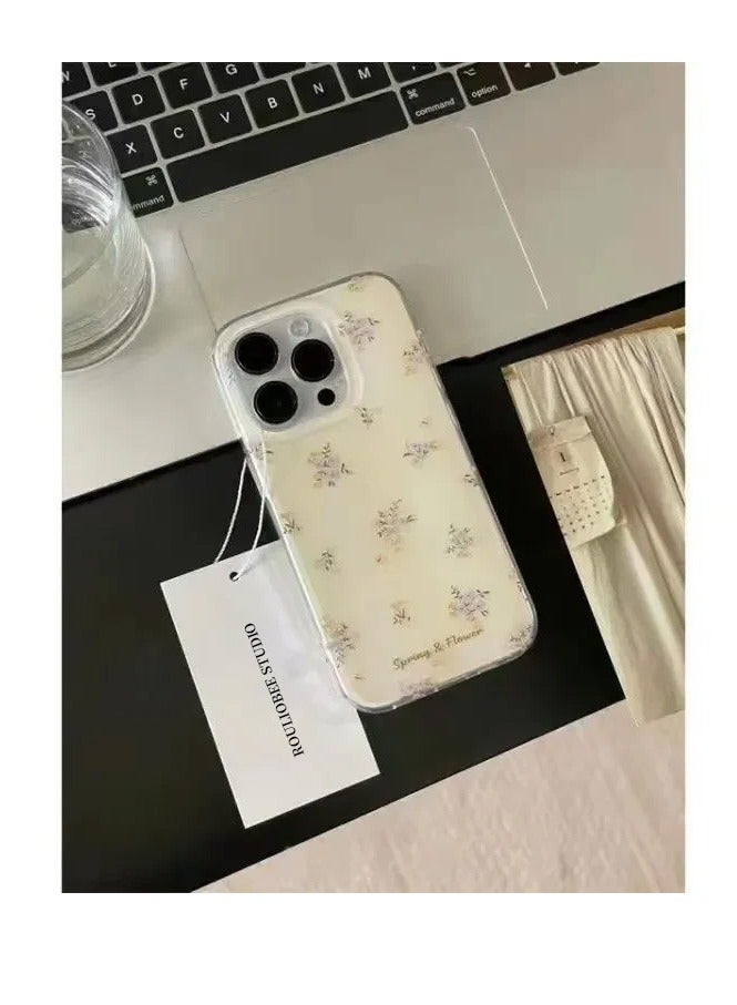 NIBEMINENT Yellow Background With Small Floral Patterns Protective TPU Case Cover For iPhone 16