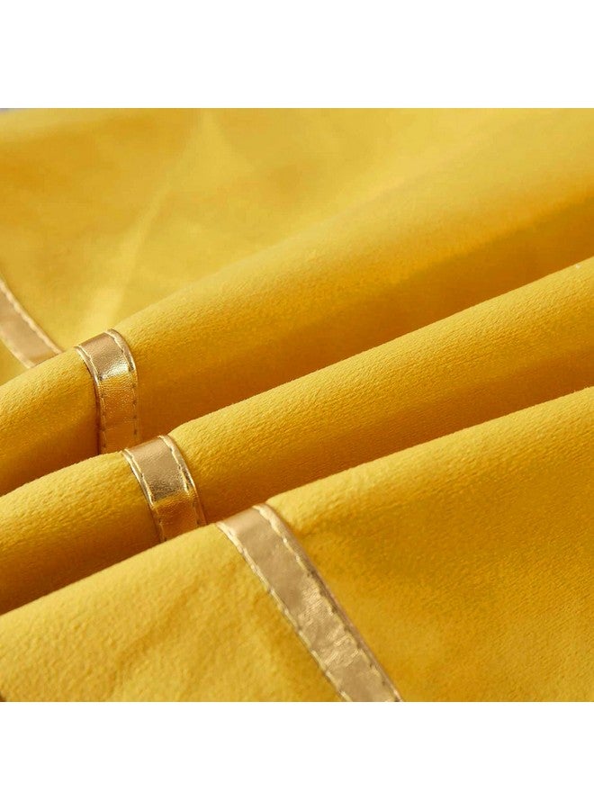 AEROHAVEN™ Set of 2 Premium Velvet with Gold Stripes Decorative Throw Pillow/Cushion Covers with Invisible Zipper - (16 x 16 Inch, Yellow) - Image 4