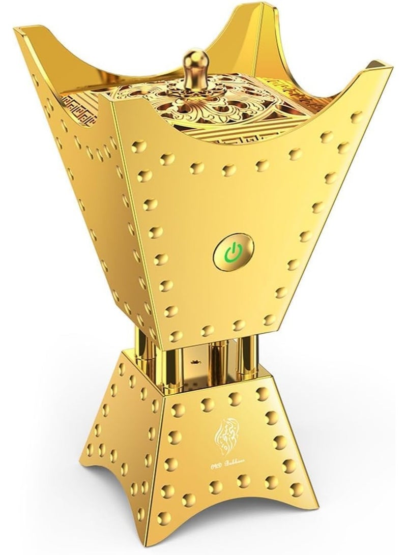 Luxury electric metal incense burner, Quran speaker, compact and portable, remote control, app control - Gold - Image 1