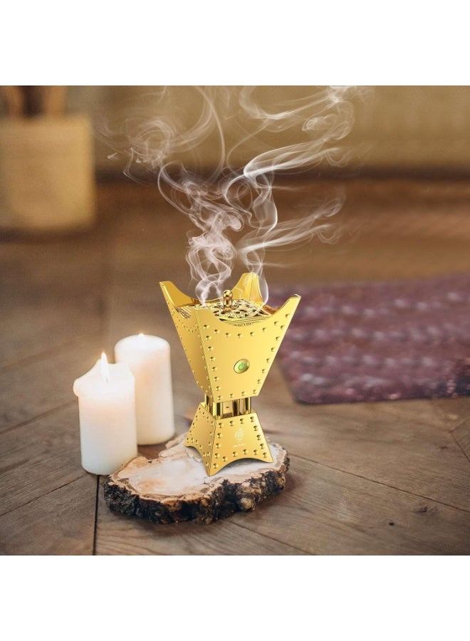 Luxury electric metal incense burner, Quran speaker, compact and portable, remote control, app control - Gold - Image 2